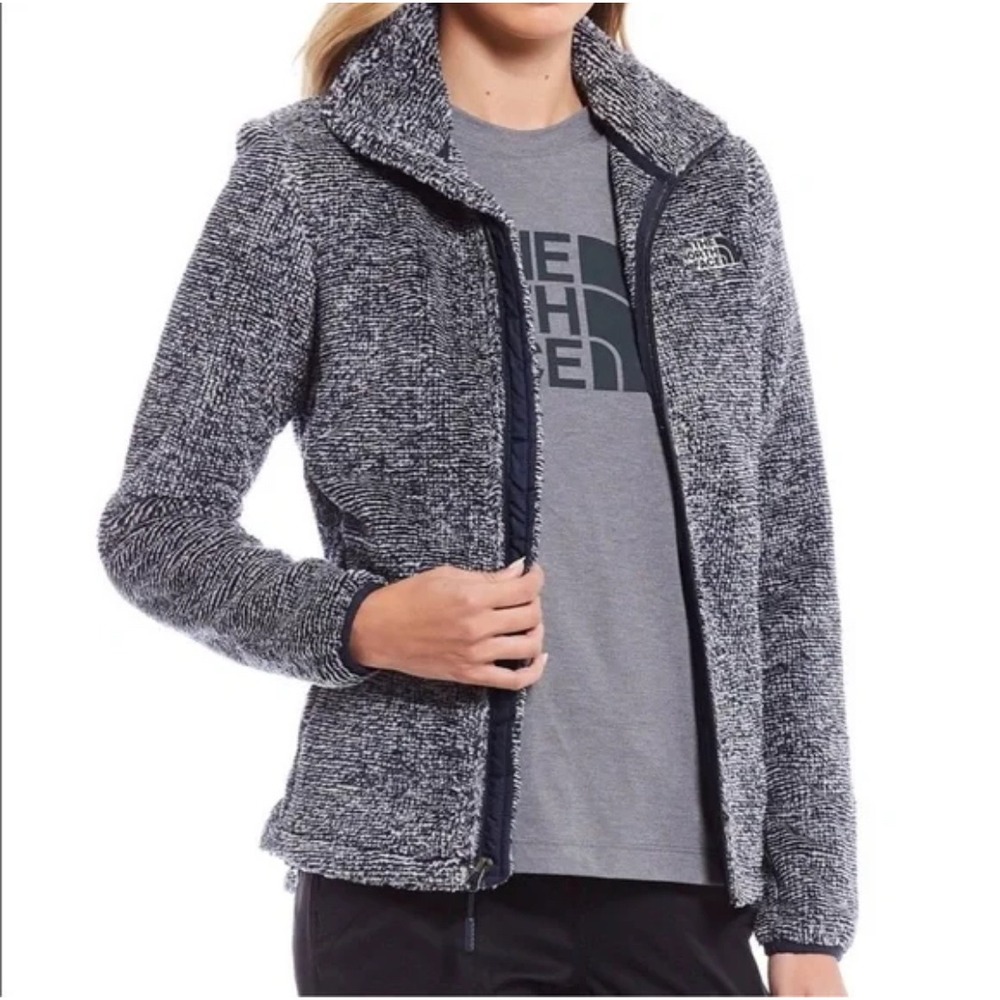 The North Face Womens Small Osito Fleece Jacket Fuzzy Full Zip Blue Gray Marled